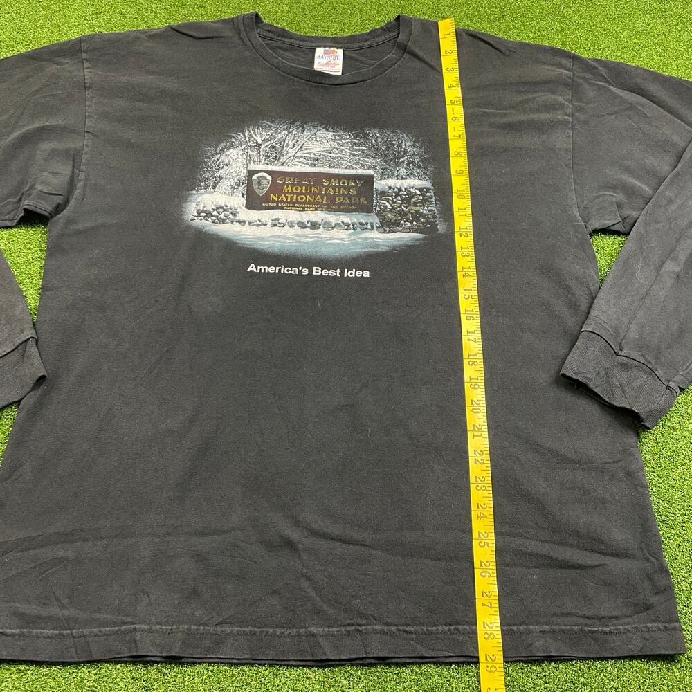 Vintage Black Long Sleeve Great Smoky Mountains National Park T-Shirt Sz XL